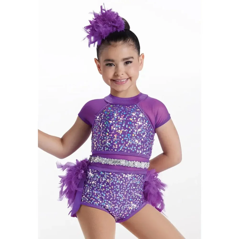 Pre-Owned Dance Costume Medium Child Purple Weissman 14953 Jazz Tap Clogging Mu